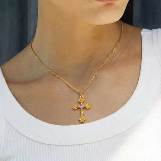 Rosevine Cross Necklace