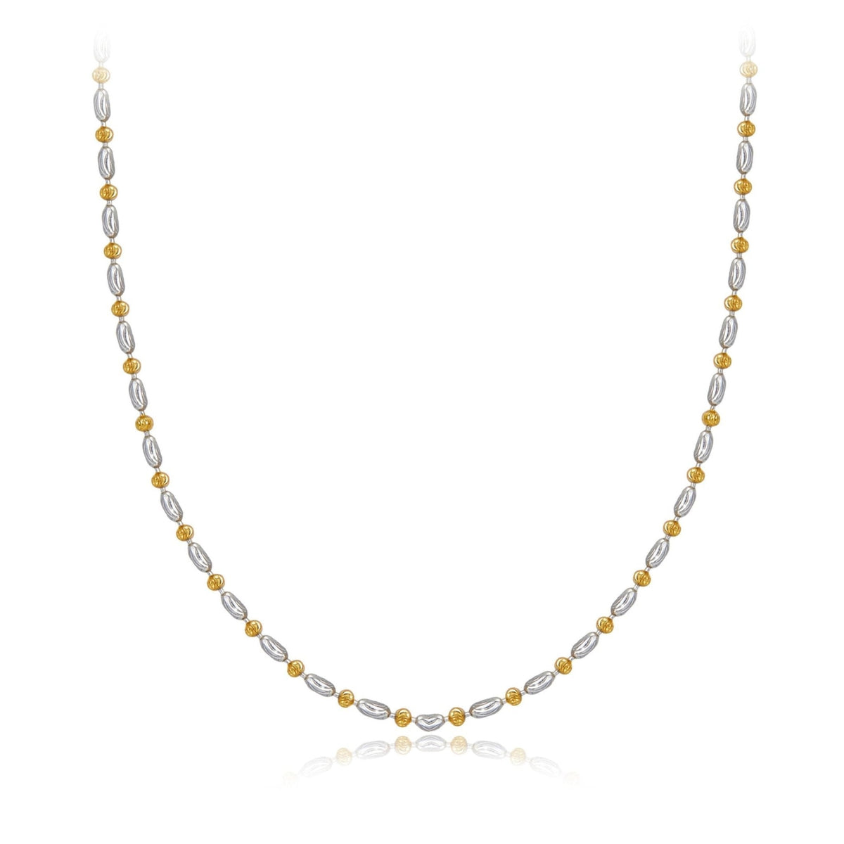Bare Luxe Éclat fine chain necklace featuring two-tone gold and white gold vermeil links
