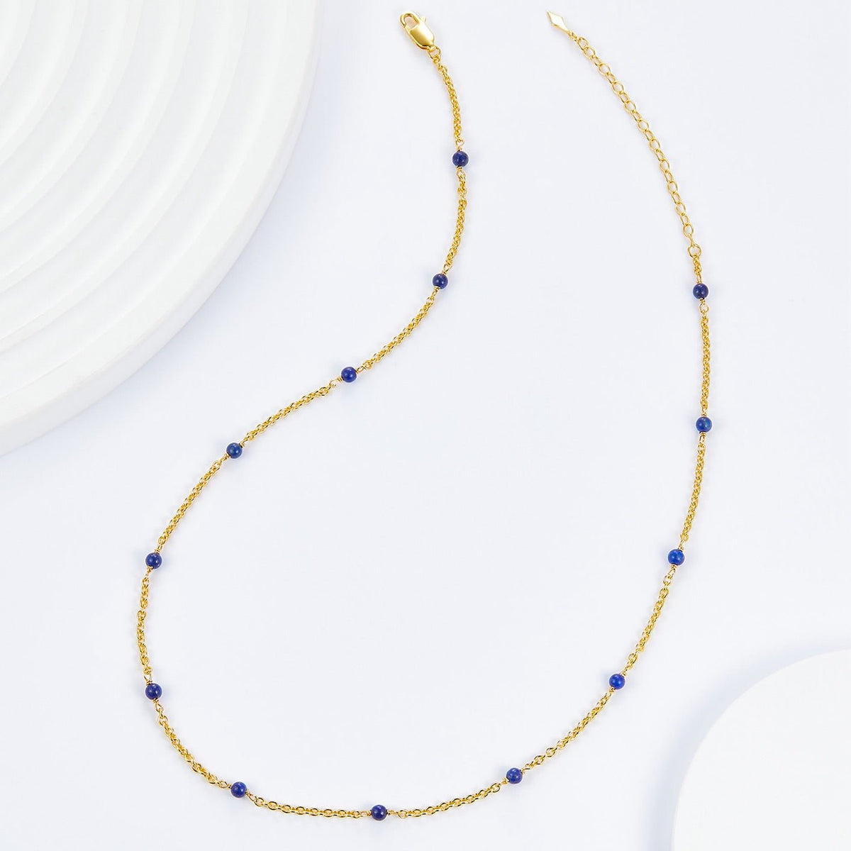 Bare Luxe lapis lazuli chain necklace in 18ct gold vermeil
