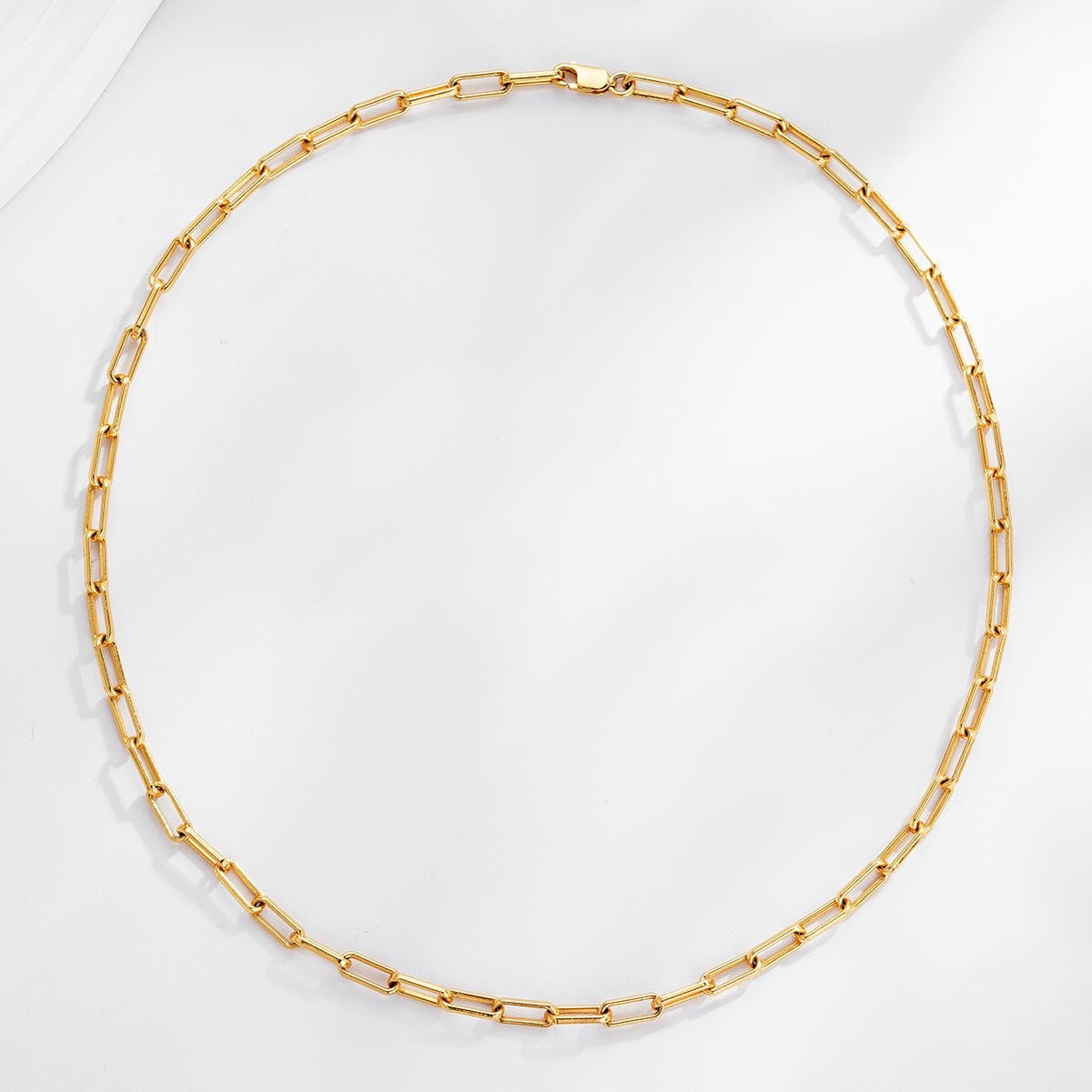 18ct gold vermeil paperclip chain necklace in 925 sterling silver