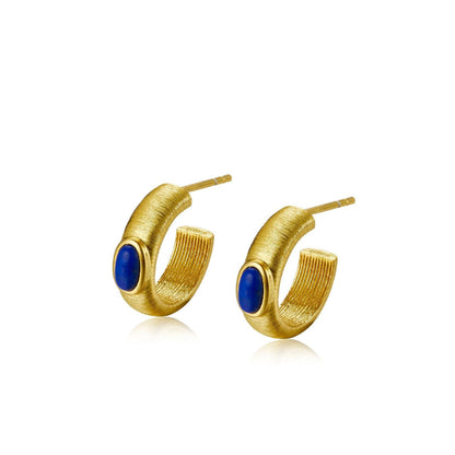 Lapis Ankh Hoops