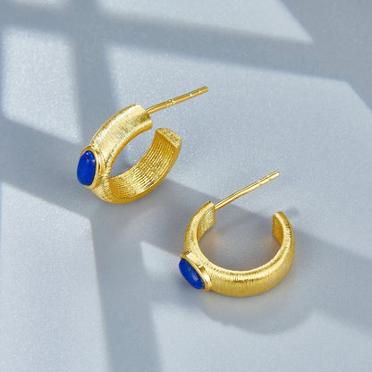 Lapis Ankh Hoops