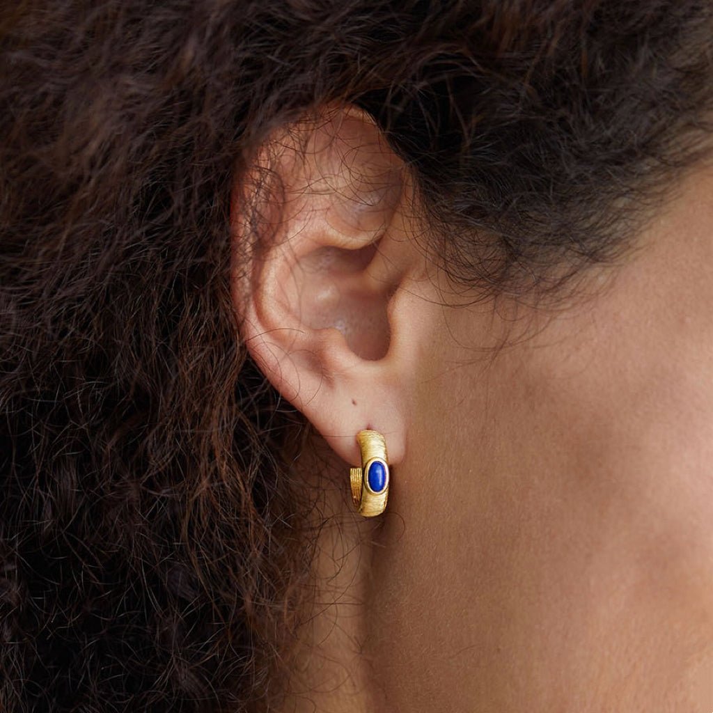 Lapis Ankh Hoops