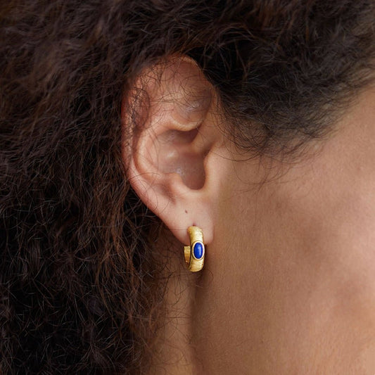 Lapis Ankh Hoops