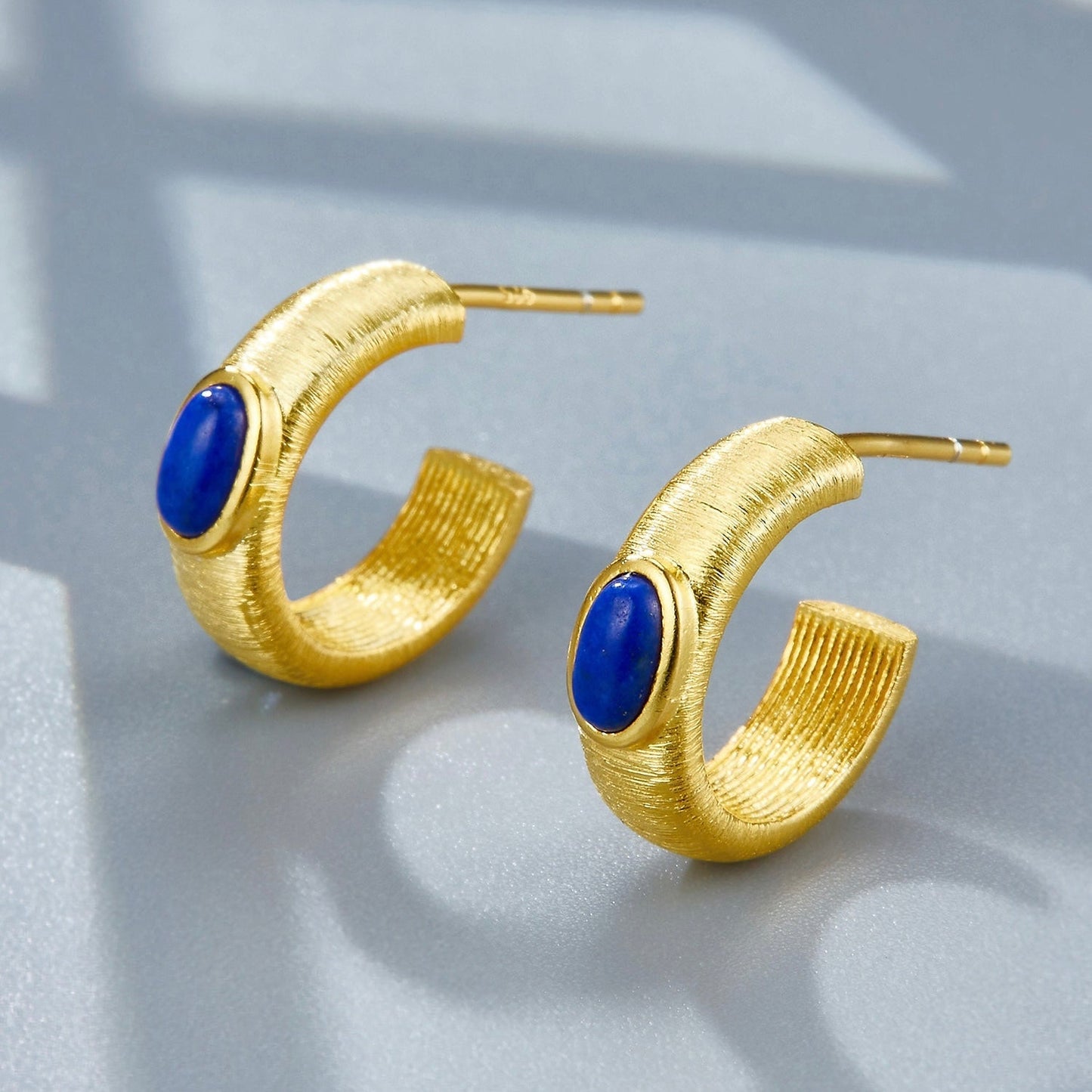 Lapis Ankh Hoops