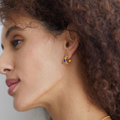 Lapis Ankh Hoops