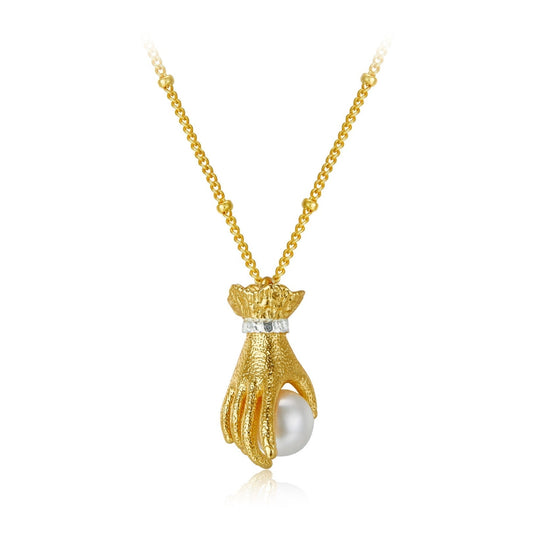 Pearl in Palm Necklace