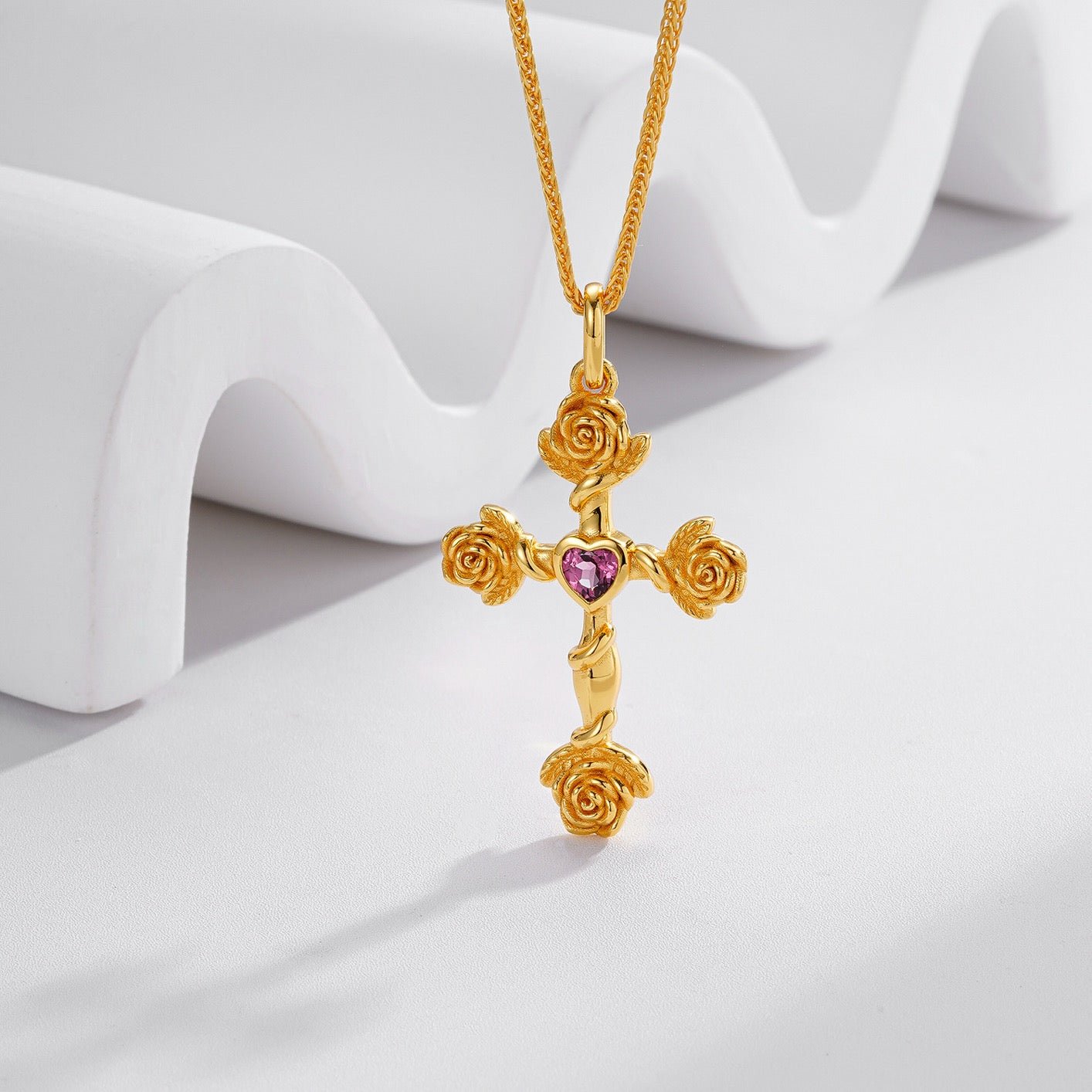 Rosevine Cross Necklace