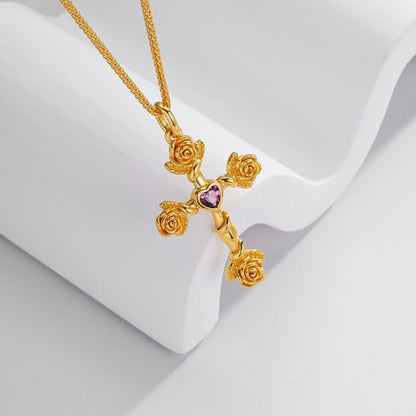 Rosevine Cross Necklace